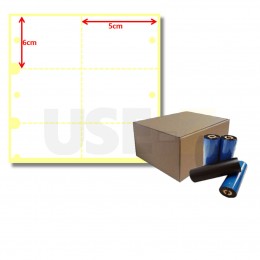 Kit Etiquetas Papel Cartão BOPP 50mm x 60mm e Ribbon de Cera com 450 Metros